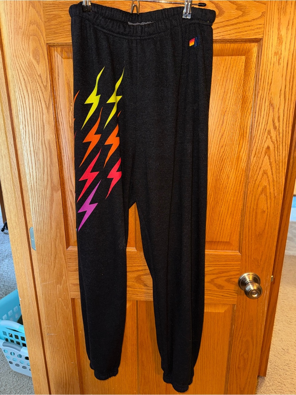 Aviator Nation Black Rainbow Lightning Bolt Hoodie & Jogger SET RARE - Picture 3 of 7